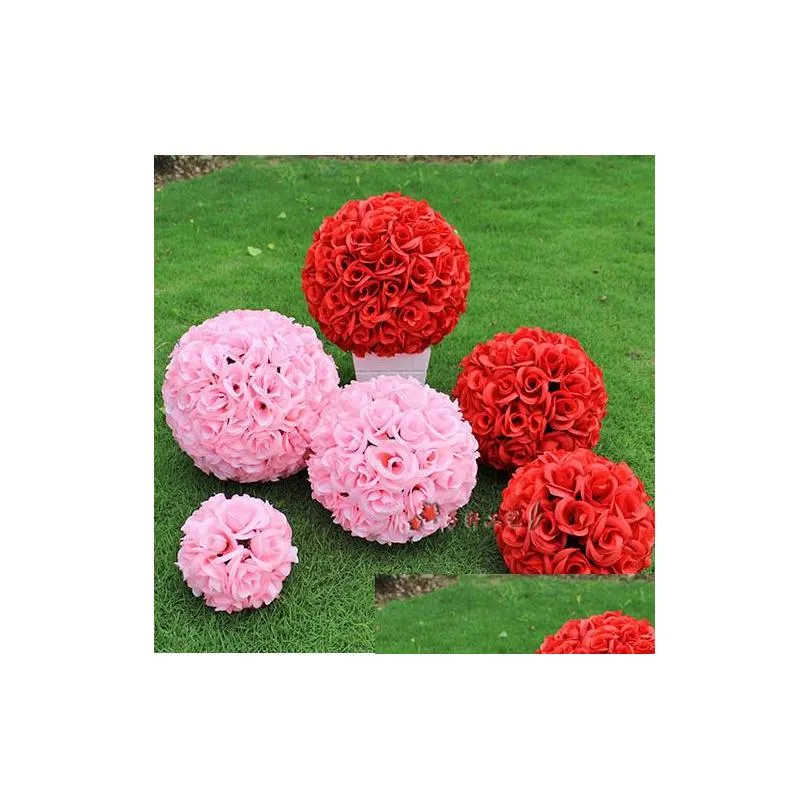 15 to 30cm artificial encryption rose silk flower kissing balls hanging ball for christmas ornaments wedding party decorations