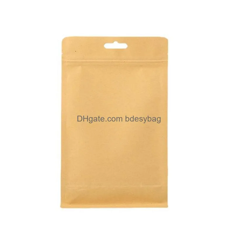 coffee tea nut snack food casual packing bag aluminum foil kraft paper eight sides seal stand self seal pouches lx4510