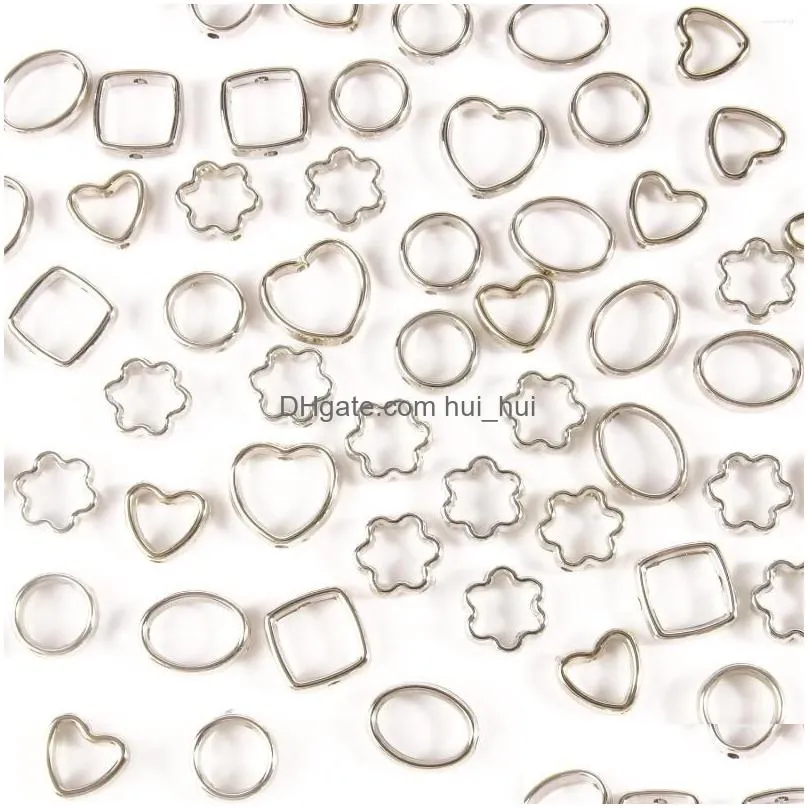 beads mixed plated ccb silver frame seed spacer loose bead for jewelry making diy necklace bracelet accessory wholesale