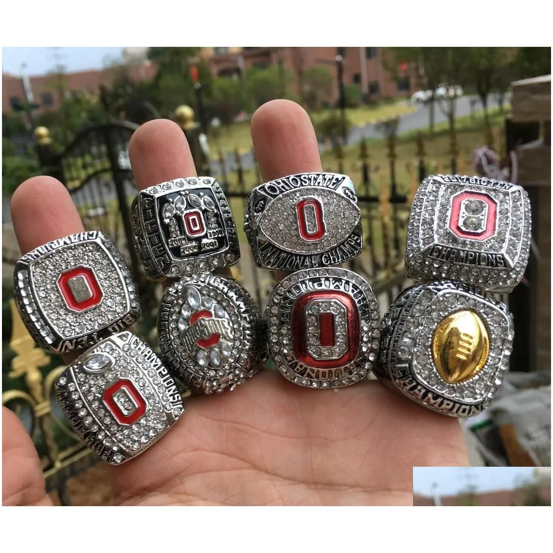 Cluster Rings 17Pcs Ohio State Buckeyes National Champion Championship Ring Set Solid Men Fan Brithday Gift Wholesale Drop Drop Delive Dh1Ga