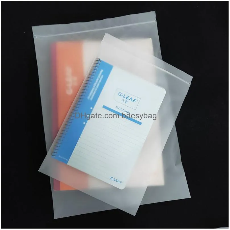 cpe frosted plastic self seal retail packaging bag reclosable zipper storage for office supply clothes book pack pouches lx5118