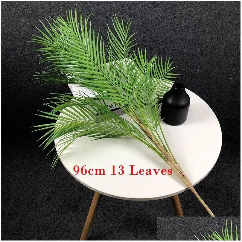 125cm Large Artificial Palm Tree Tropical Plants Branches Plastic Fake Leaves Green Monstera For Home Garden Room Office Decor