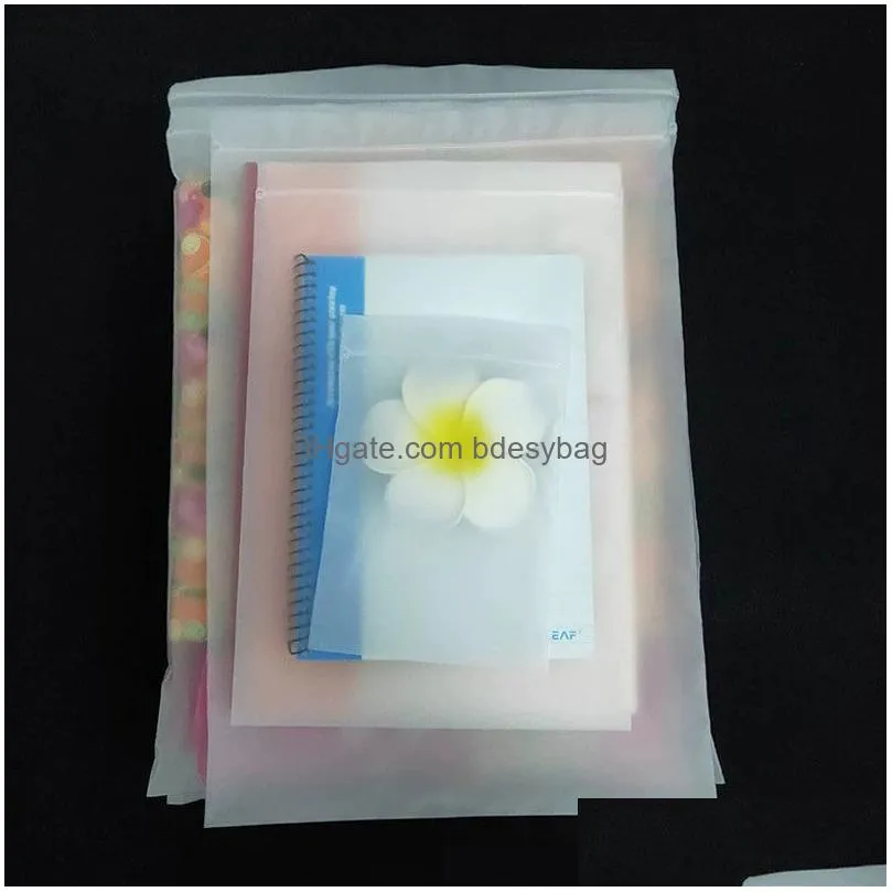 cpe frosted plastic self seal retail packaging bag reclosable zipper storage for office supply clothes book pack pouches lx5118