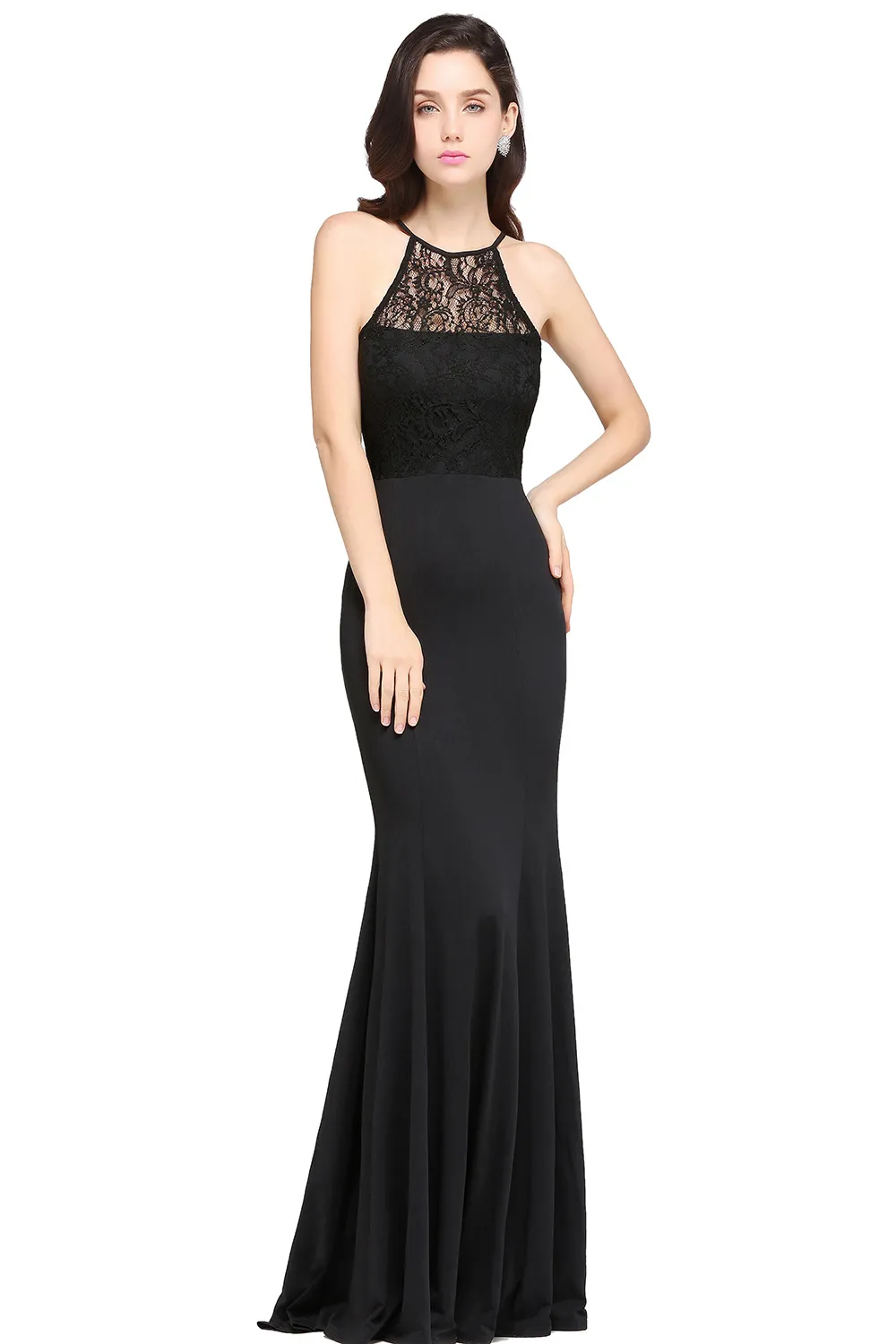 Clear Out Cut-Out See-Through Back Wine Red Cocktail Dresses Halter Neck Long Mermaid Lace Sleeveless Celebrity Party Gown cps617