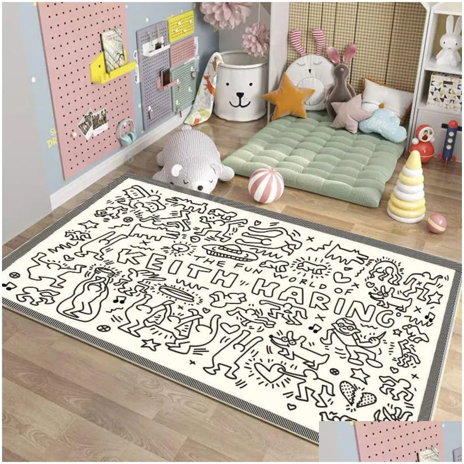 carpet keith haring messy puzzle area rug floor mat luxury living room bedroom bedside bay window 230113