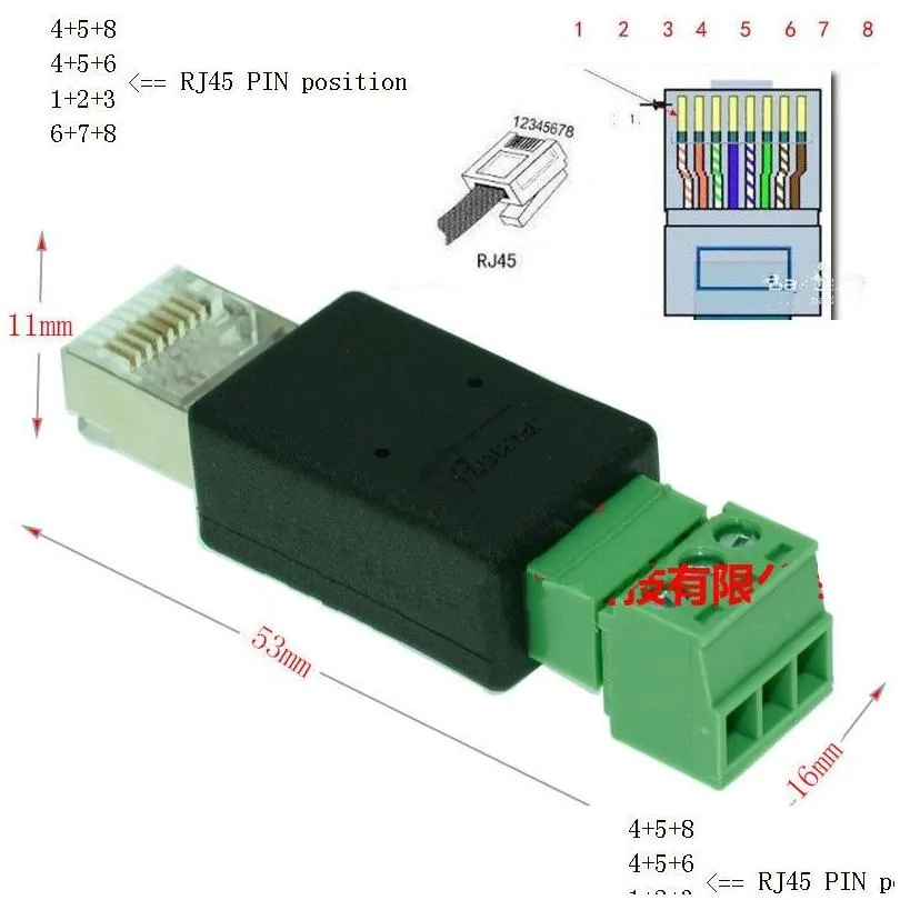 wholesale RJ45 Network Connector Male 8P8C Modular Plug to RS485 Screw Terminals Adapter