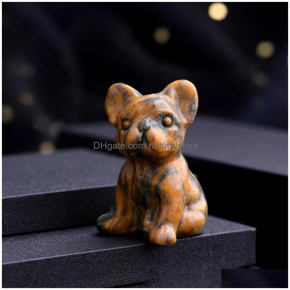 Stone Bldog Statue Natural Stone Crystal Carved Healing Animal Dog Figurine Reiki Gemstone Crafts Home Desktop Decoration Drop Deliver Dhldv