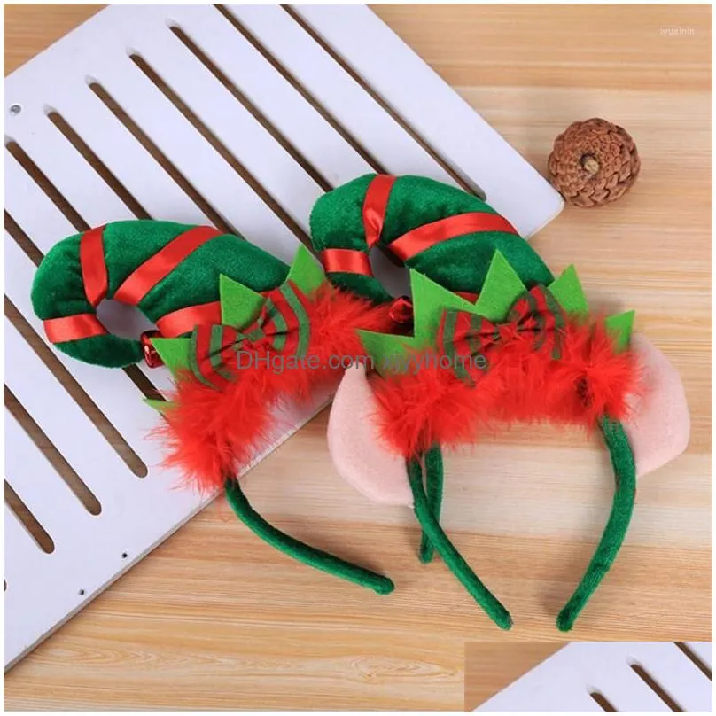 Christmas Decorations Christmas Decorations Decoration Party Red Feather Elf Hat Headband Gift Childrens Hair Accessories 2022 Year Na Dhfet