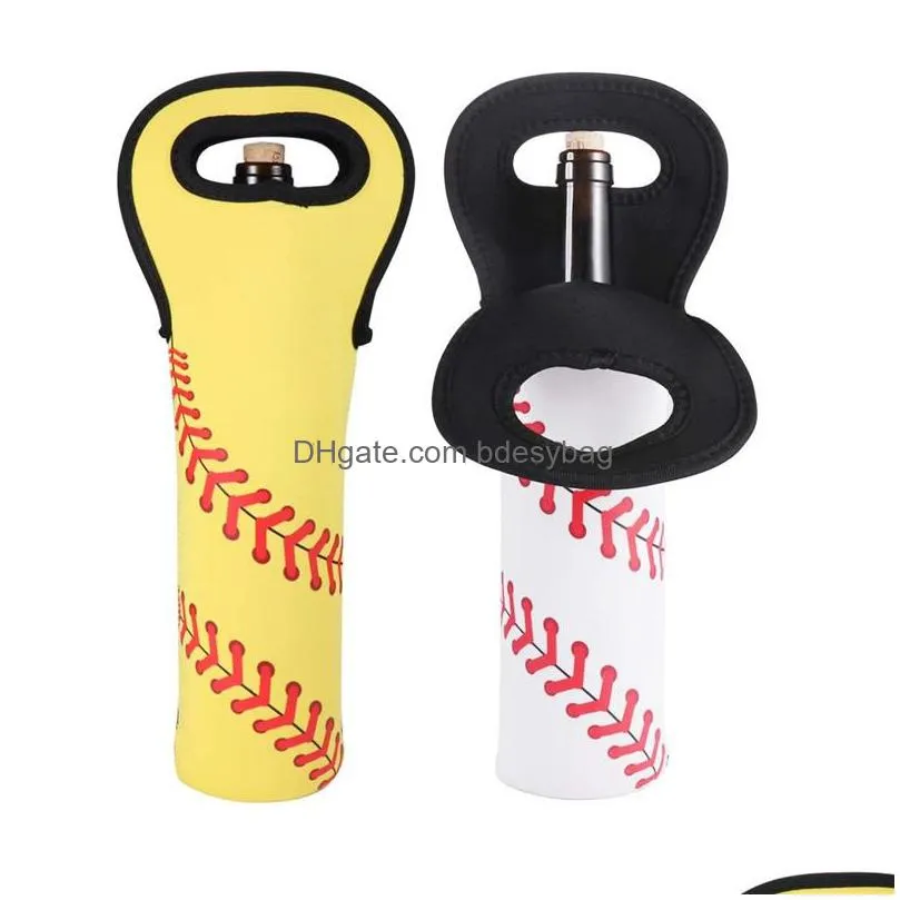 portable softball baseball sunflower neoprene 750ml wine beer bottle bags champagne cooler bag purse wedding gifts lx0271