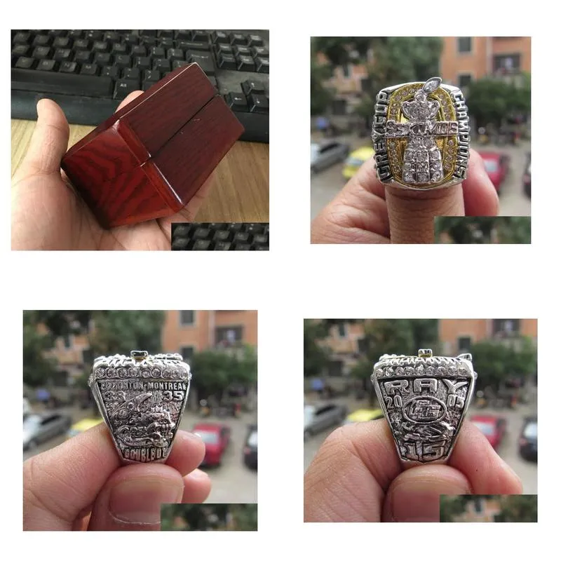 Cluster Rings 2005 Edmonton Eskimos The Grey Cup Team Championship Ring With Wooden Box Men Sport Fan Souvenir Gift Wholesale Drop Dro Dhie8