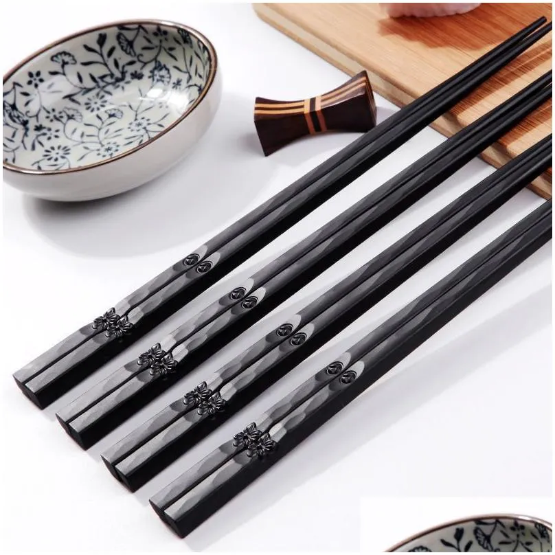 glass fiber alloy chopsticks black reusable dishwasher safe sushi fast food noodles chop sticks chinese cutlery