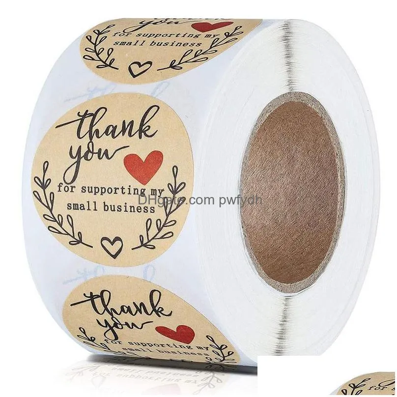 wholesale 2021 roll 1.5inch festive decoration thank you handmade round adhesive stickers label for holiday presents business