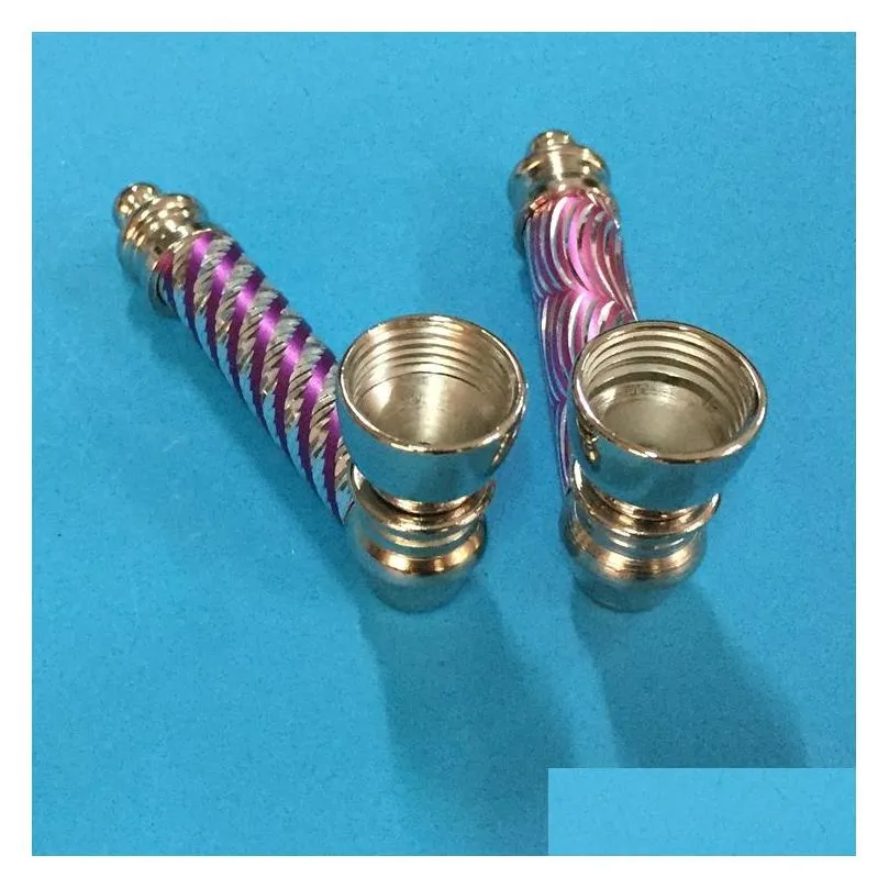 ship from usa diamond cut sleeve smoke metal pipes portable creative smoking pipe herb tobacco pipes gifts narguile grinder mhp27