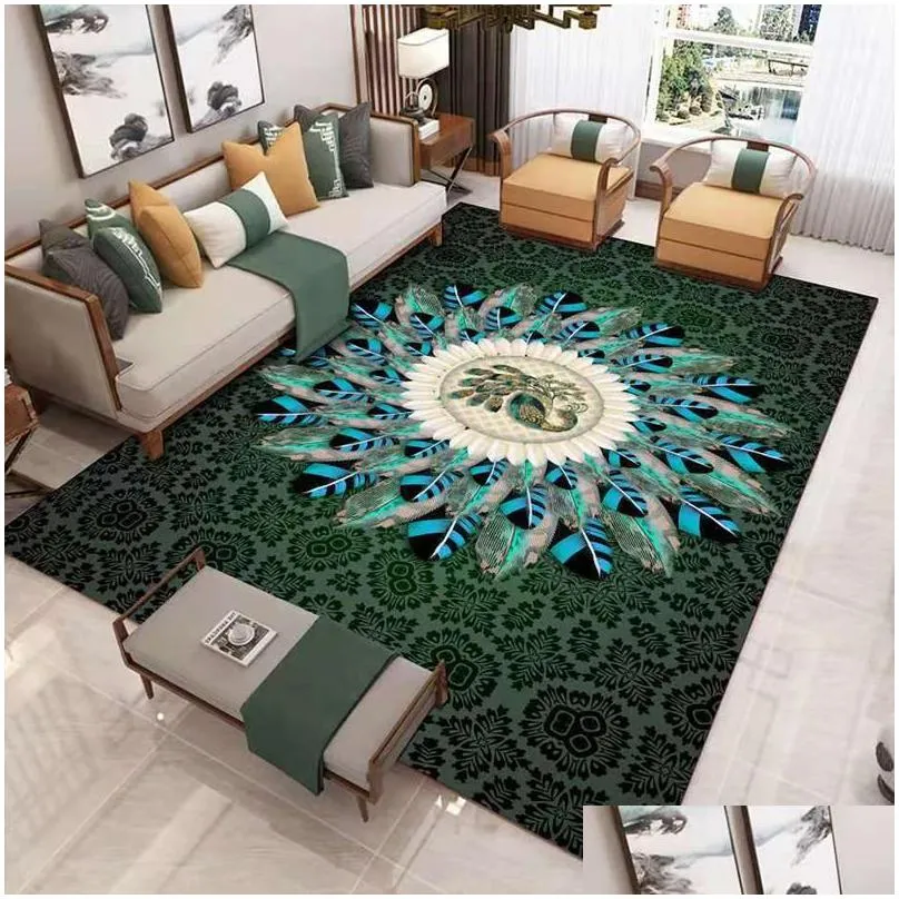 Carpets Geometric Printed Carpet In The Living Room Anti-Slip Washable Large Rugs Bedroom Bedside Sofa Floor Mat Decor Soft Area Carpe Dhb9I