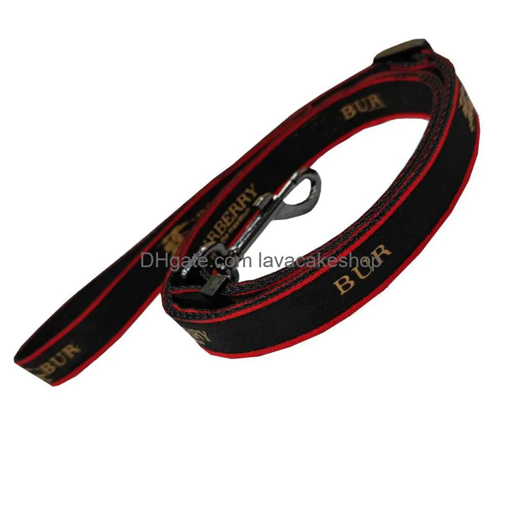 Dog Collars & Leashes Dog Collar Designer Harness Leashes Set Pets Car Seat Belts Classic Bronzing Font Letter Pet Collars For Small M Dhkc2