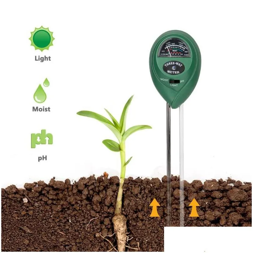 Ph Meters Wholesale Meters 4 In 1 Soil Tester Digital Ph Meter Moisture Monitor Temperature Sunlight For Gardening Plants Farming1 Dro Dhr6T