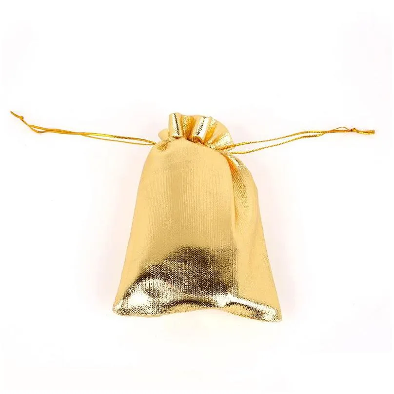 Gift Wrap Gift Wrap 50Pcs/Lot Gold Sliver Foil Organza Bag Jewelry Packaging Wedding Favor Pouches 7X9Cm 9X12Cm 10X15Cm 13X18Cm1 Drop Dhuzx