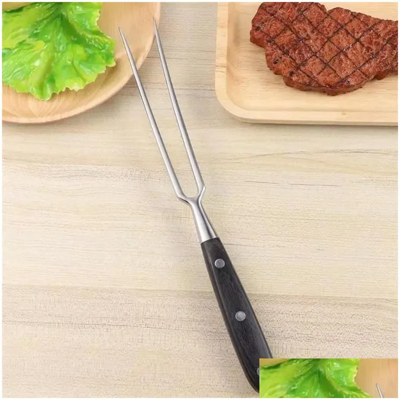 Tools & Accessories Portable Outdoor Barbecue Tool Wooden Handle Fork Food