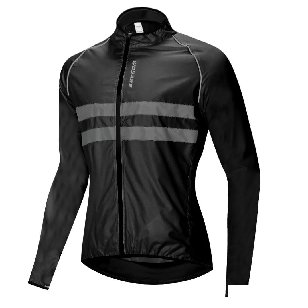 WOSAWE Windbreaker Jacket High visibility Cycling Jacket Men Women Waterproof Safety Cycling MTB Raincoat Bike Clothing