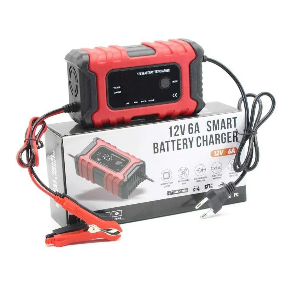 Car Motorcycle Battery  12v 6a Digital Repair Fully Automatic Smart  For Lead-acid Batteries Motorbike Accessories