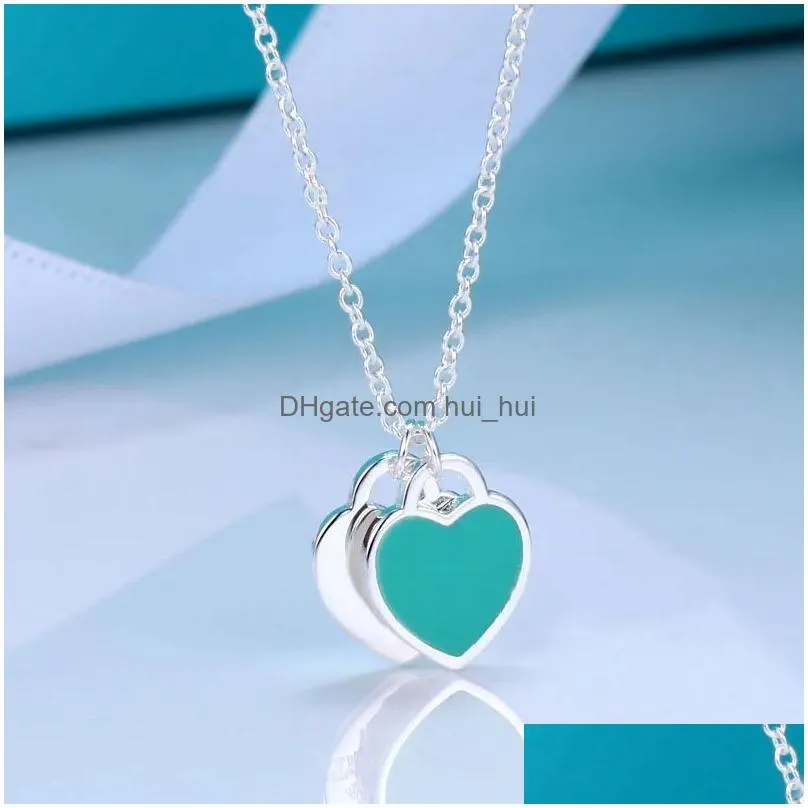 v0p6 stainless steel sweet love heart designer necklace for women cross pink blue red cute choker luxury brand jewelry tiffanyism p44x