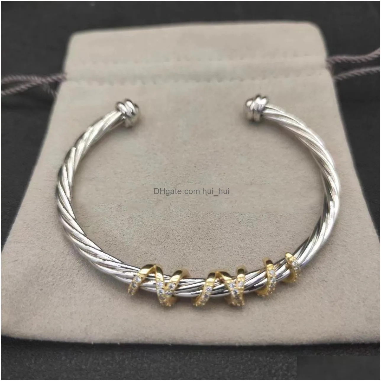 dy bracelet designer cable bracelets fashion jewelry for women men gold silver pearl head cross bangle bracelet open cuff dy jewelry man party christmas