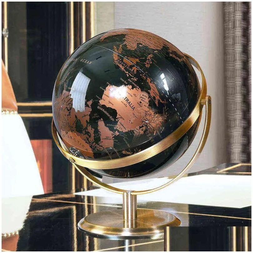 metal accessories large world globe map for home table desk ornaments christmas gift office decoration 220112