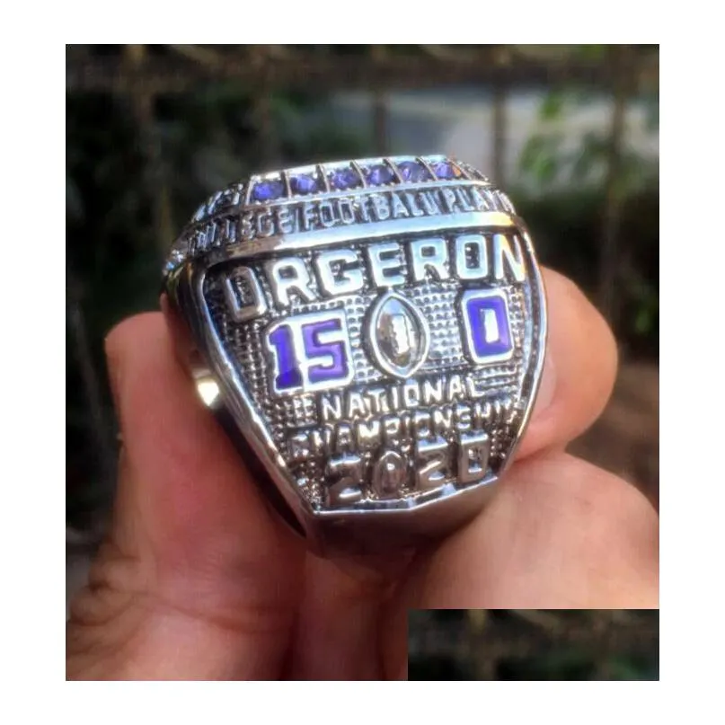 Cluster Rings Lsu Tiger S Orgeron Nationals Sec Team Champions Championship Ring With Wooden Box Souvenir Men Fan Gift Wholesal Drop D Dh0Zq