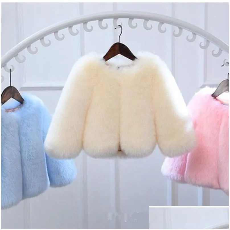 Jackets Jackets Girl S Fashion Faux Fur Coat Super Autumn Winter Children Short Fake Fluffy Jacket Kids Princess Clothes Tz 0 230828 D Dhhdz