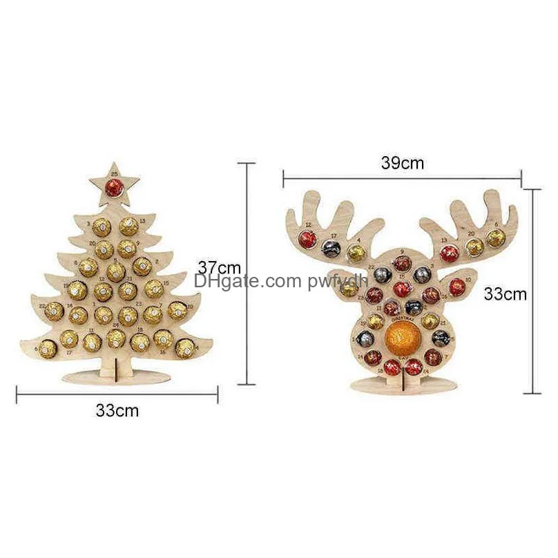 year christmas wooden advent calendar chocolate holder countdown for elk for xmas 211105