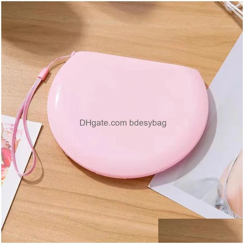 semicircular dust mask storage box portable semicircular mask storage box dustproof plastic with rope mask boxes lx4602