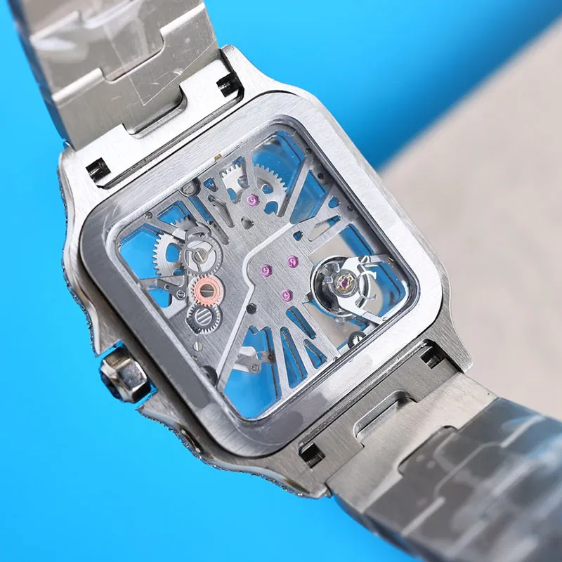 Diamond Watch Quartz Movement Men Watches 39.8mm Waterproof Bracelet Sapphire Business Wristwatch Stainless Steel 904L Hollow Out Wristwatch Montre de Luxe