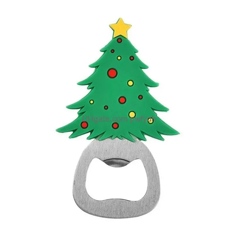 portable christmas bottle opener stainless steel snowman xmas tree bear deer santa shaped xmas gift kitchen tool 916