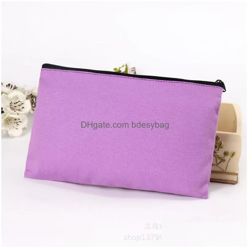 7 colors blank canvas zipper pencil cases pen pouches cotton cosmetic bags makeup bags mobile phone clutch bag organizer lx3311