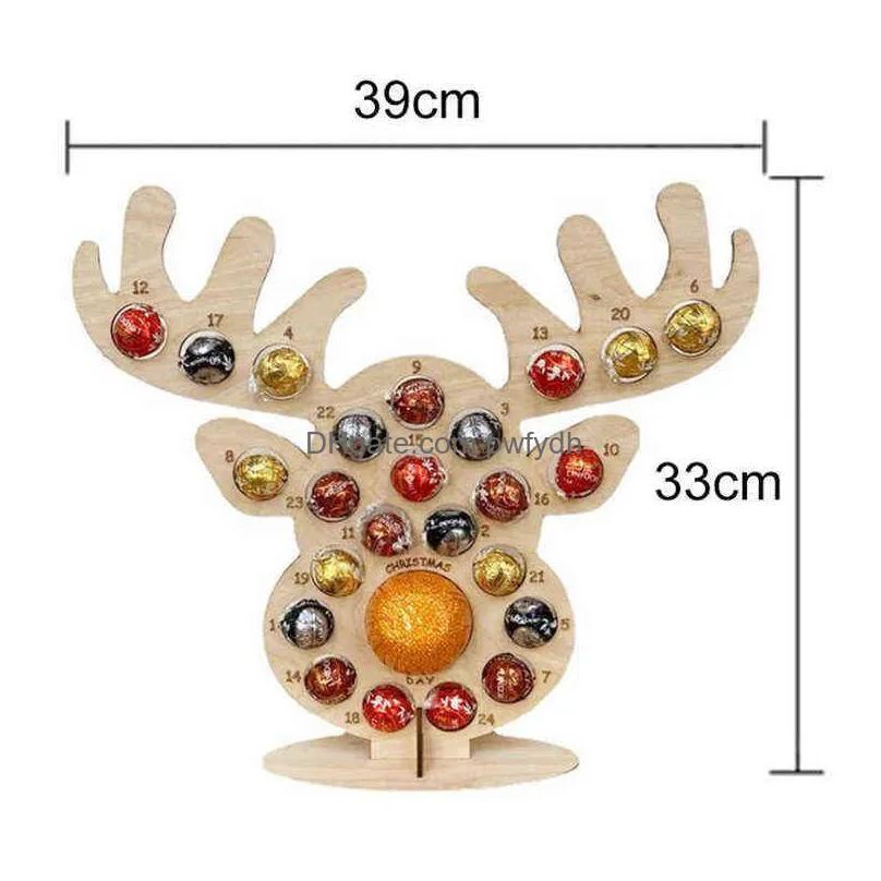 year christmas wooden advent calendar chocolate holder countdown for elk for xmas 211105