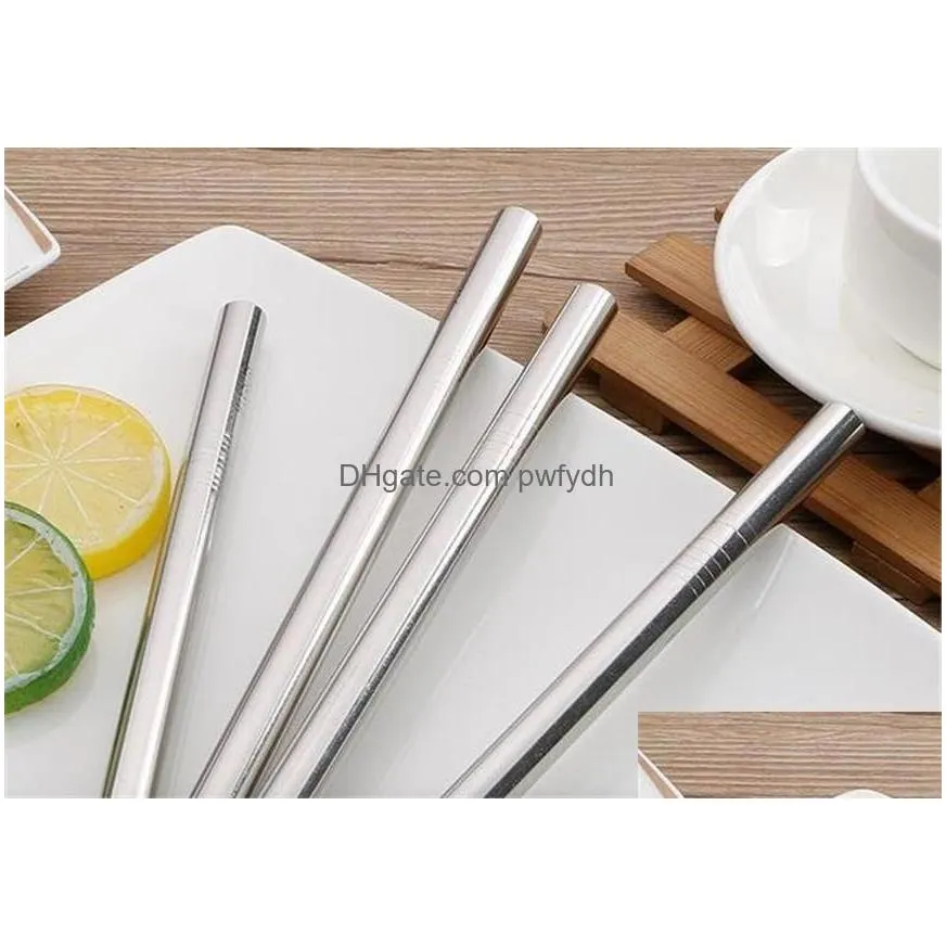 215x12mm stainless steel straw 5 colors metal straw colorful drinking reusable straight large straws for juice coffee drinking straws