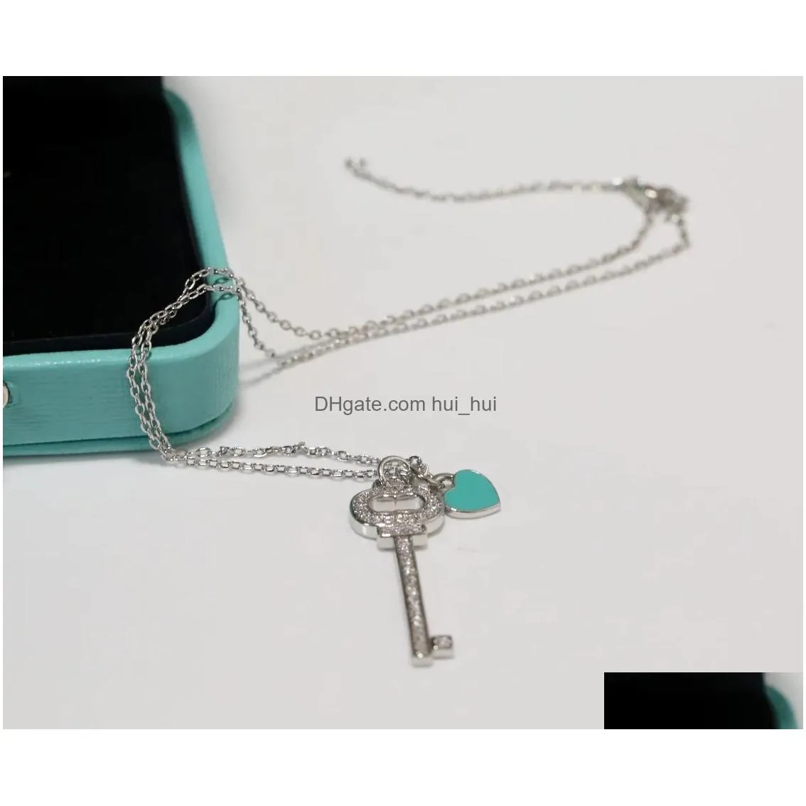 s925 knot pendant necklace 100% 925 silver necklaces blue enamel key chains tiff t-home