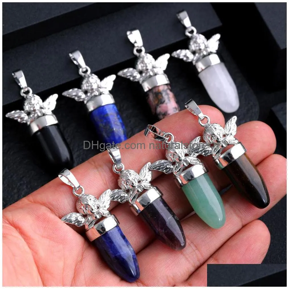 Charms Angel Charms Shape Cone Stone Healing Crystal So Pendum For Dowsing Divination Quartz Pendant Drop Delivery Jewelry Jewelry Fin Dhduf