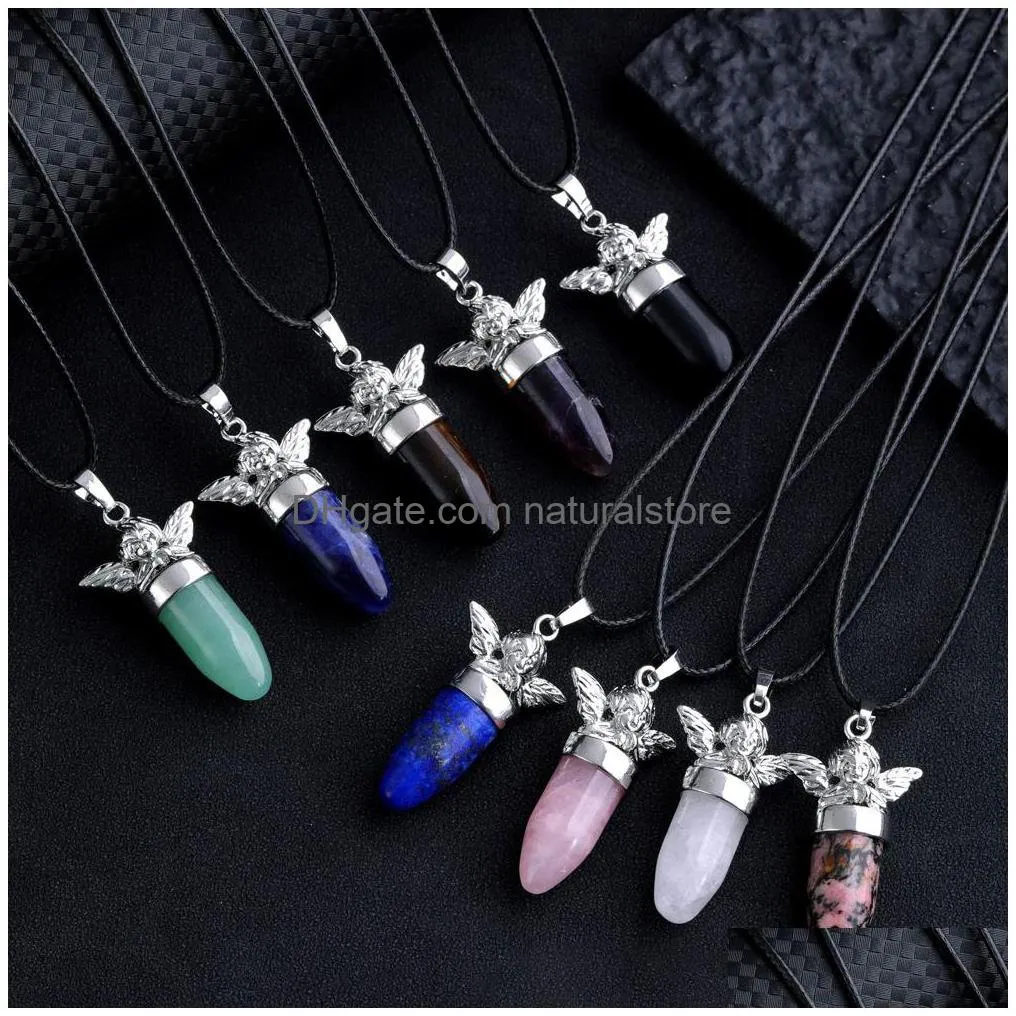 Charms Angel Charms Shape Cone Stone Healing Crystal So Pendum For Dowsing Divination Quartz Pendant Drop Delivery Jewelry Jewelry Fin Dhduf