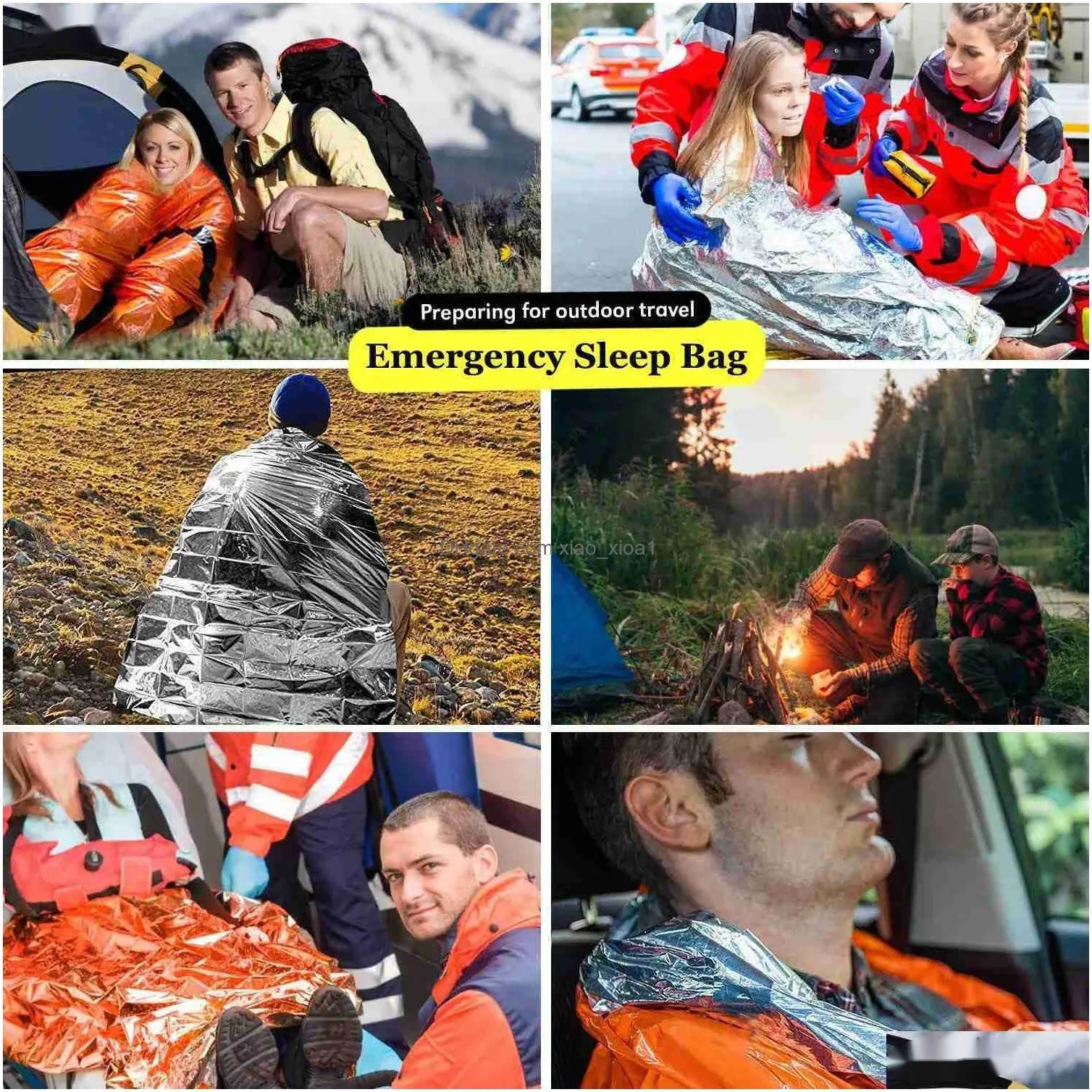 sleeping bags portable waterproof emergency survival sleeping bag hiking camping gear thermal bivy sack first aid rescue kit mylar