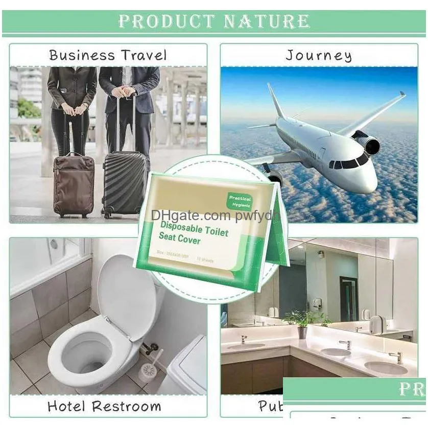 toilet seat covers 50/1pcs portable disposable toilet seat cover paper waterproof soluble water type travel/camping el bathroom accessory