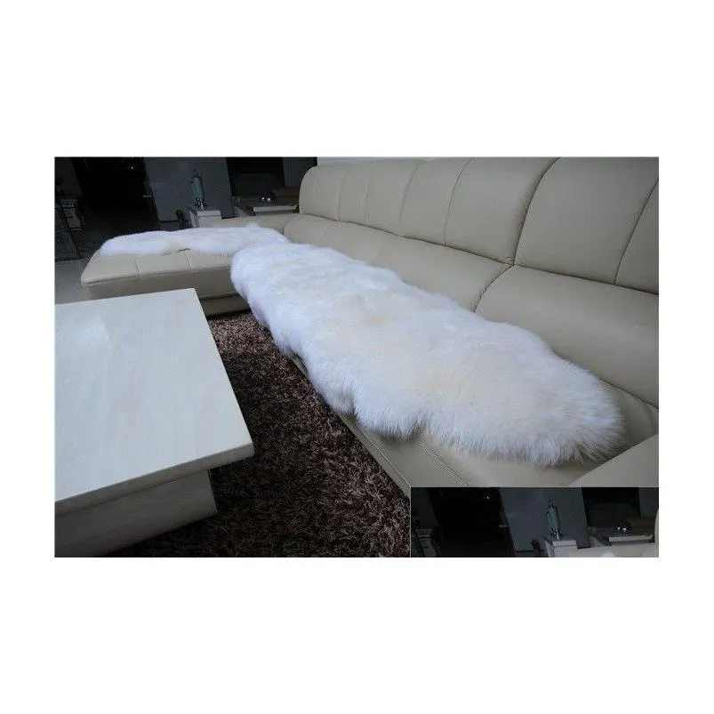 Carpets Irregular Long Soft White Faux Sheepskin Fur Area Rugs Kids Livingroom Bedroom Floor Mat Shaggy Silky Plush Carpet Rug 220906