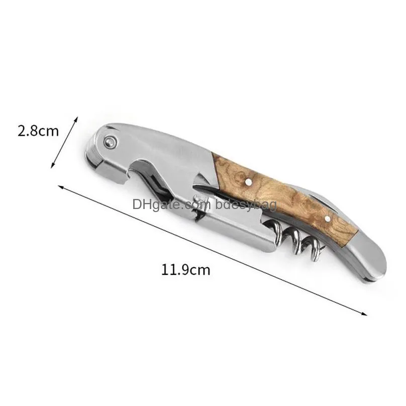 wood handle professional wine opener multifunction portable screw corkscrew wine bottle opener cook tools lx4589