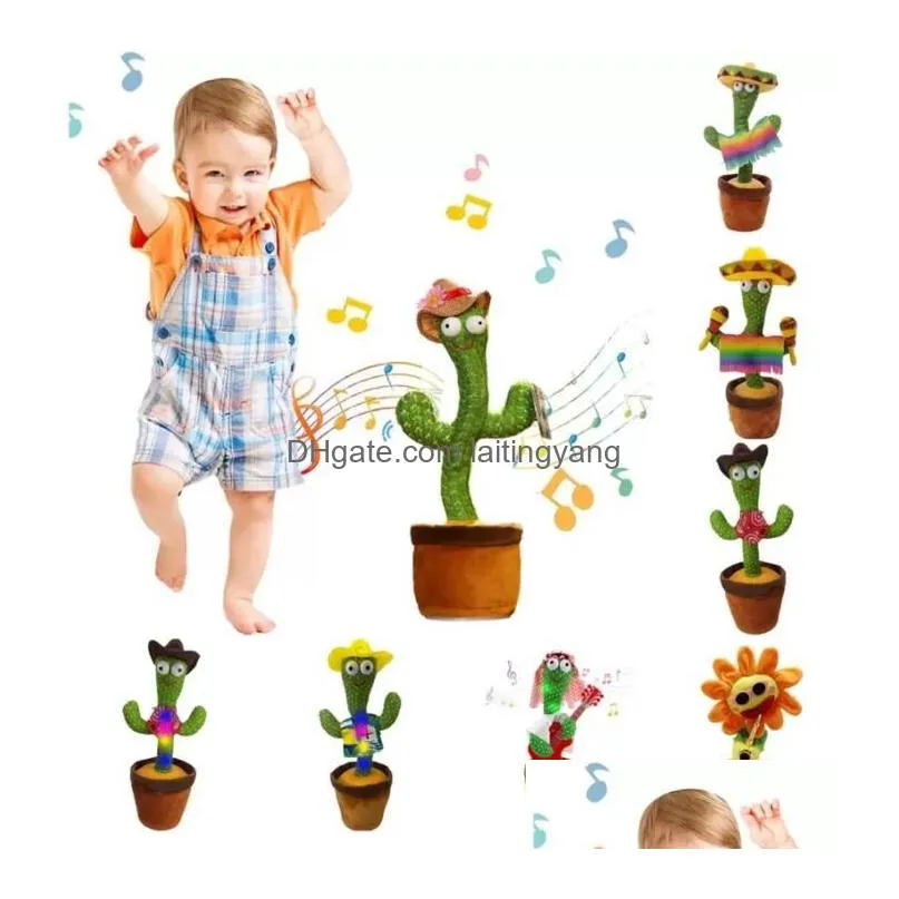 55%off dancing talking singing cactus stuffed plush toy electronic with song potted early education toys for kids funny-toy usb charging version high