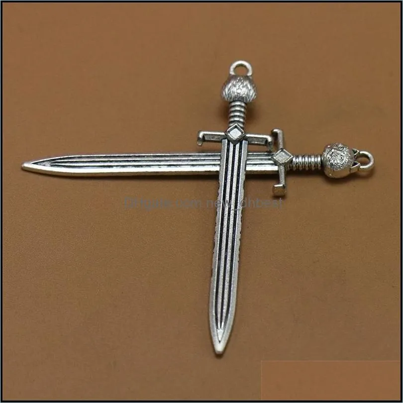 66x15mm pack of 30 pieces antique silver bronze plated sword cat charms pendant diy necklace bracelet bangle findings