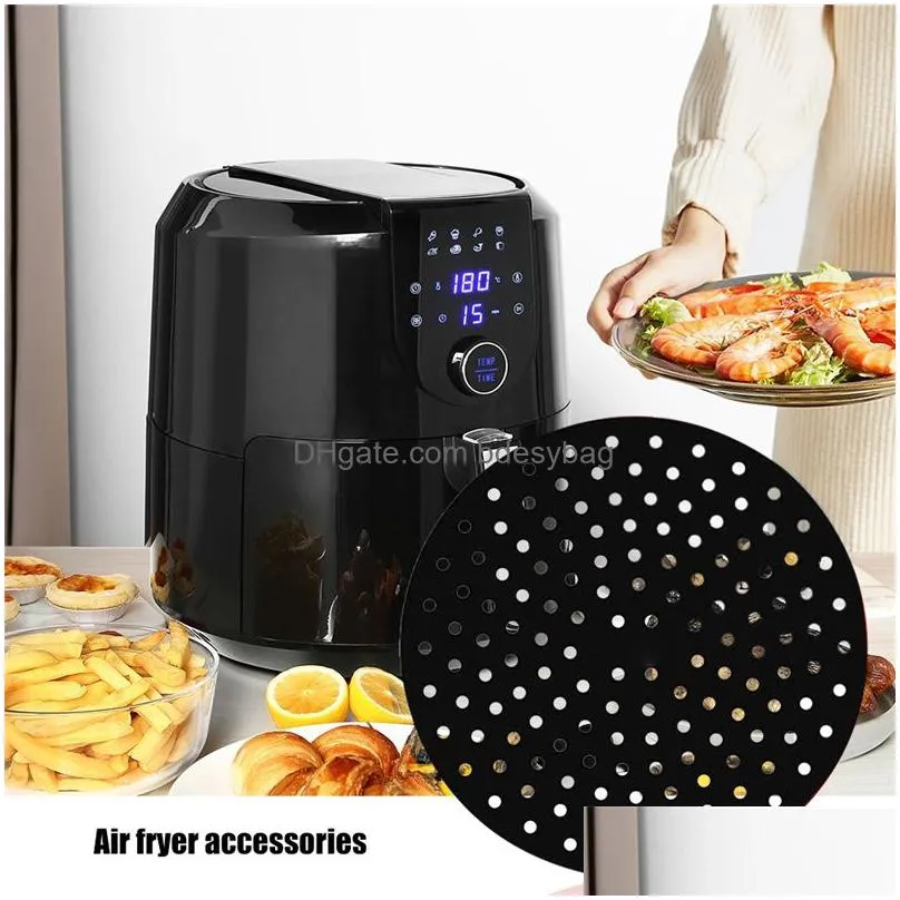 air fryer lined with silicone pad kitchen accessories food steamer liner can be reused to prevent sticking air frying pans tool lx5235