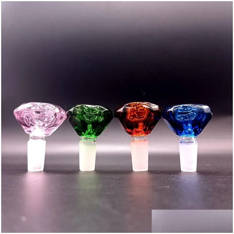 diamond glass slide bong bowl in assorted colours male 14mm smoking accessories for water pipes