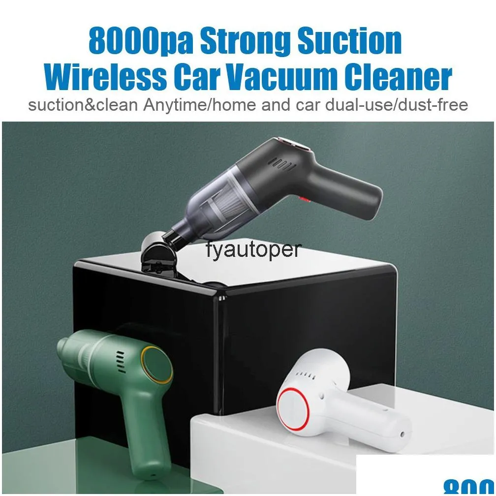 Car Vacuum Cleaner Mini Handheld Portable Auto Home Cleaning Cordless 8000Pa Wireless With Built-in Battery