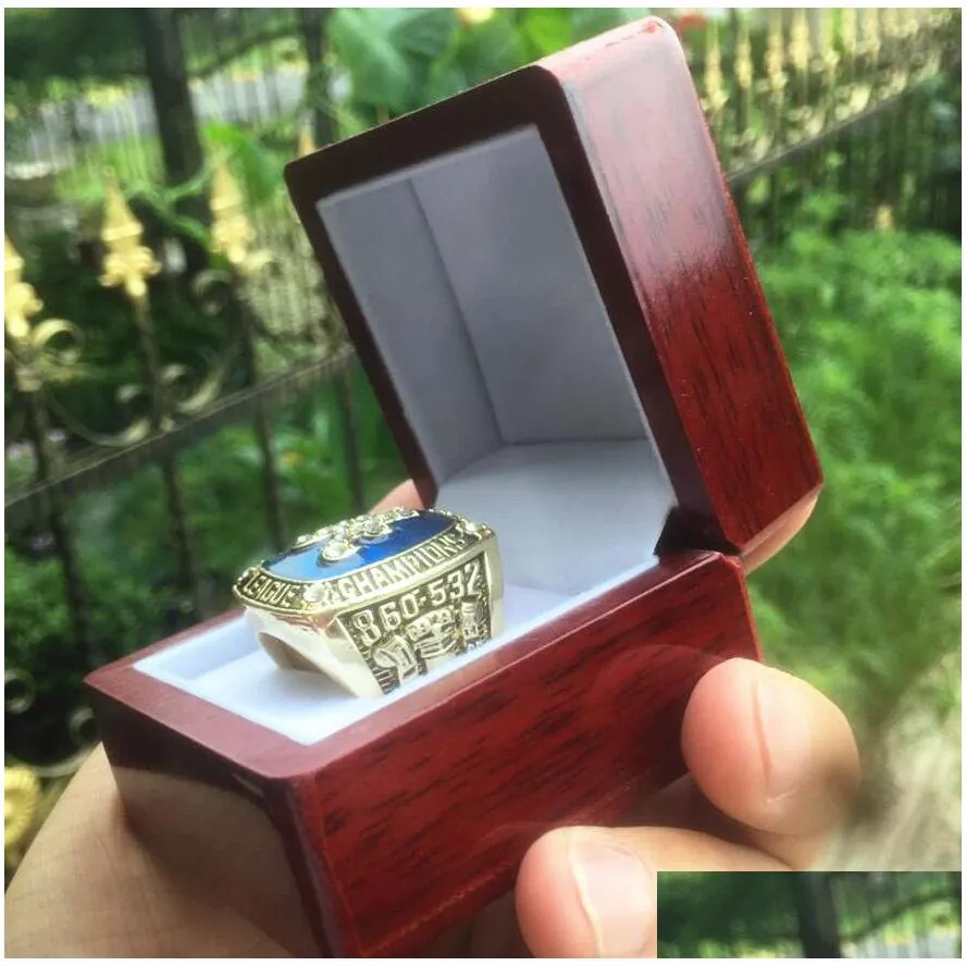 Cluster Rings 6Pcs World Series Baseball Team Championship Ring With Wooden Display Box Souvenir Men Fan Gift Wholesale Drop Drop Deli Dhygv