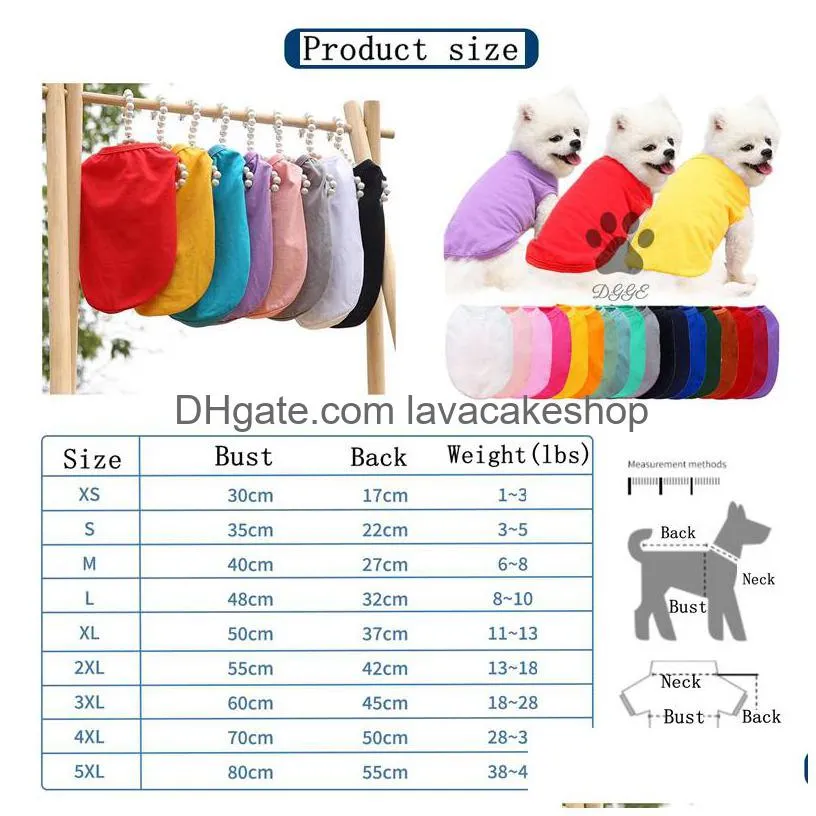 Dog Apparel Sublimation Blank Diy Dog Clothes Cotton Apparel White Vest Blanks Pet Shirts Solid Color T Shirt For Small Dogs Cat Red B Dhtiw